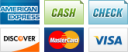 We accept American Express, Cash, Check, Discover, MasterCard and Visa.